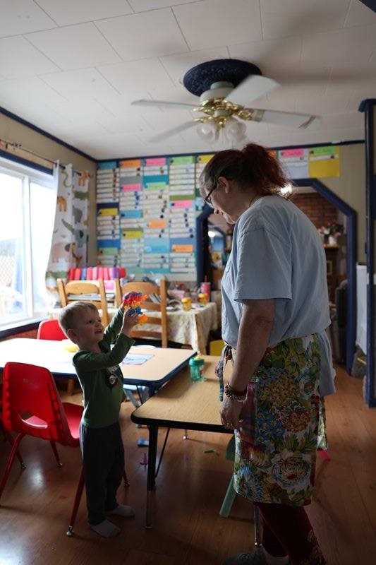 Toby Oliver, 4, and Kathy Landers.
