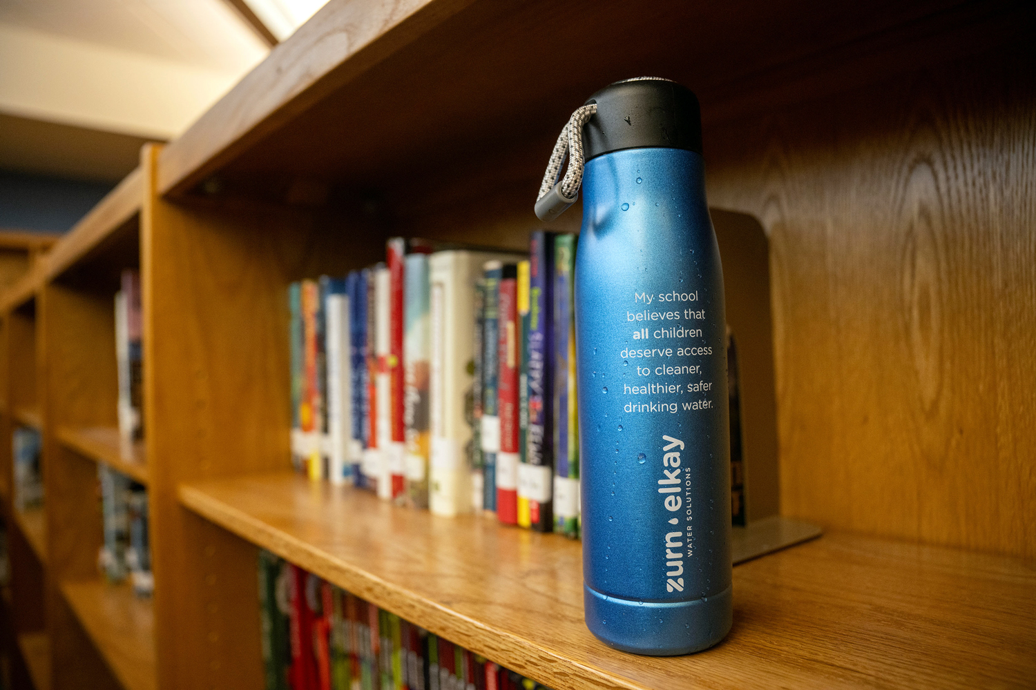 Gifted reusable water bottles in the JoAnna Connell library