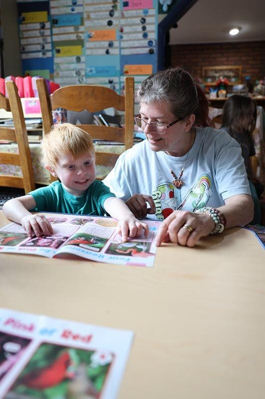 Tucker Jordan, 3, and Kathy Landers.