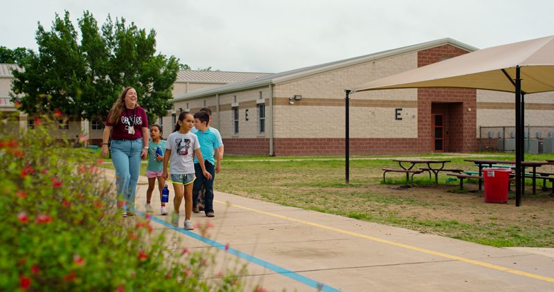 Principal Margaret Tarski-Rodriguez with Dalton Elementary School 2nd Grade Students